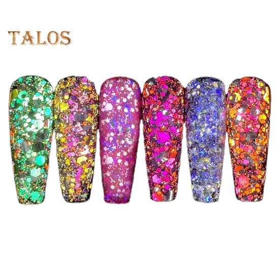 6 Box Nail Pigment Powder Sparkling Decorative Non-falling Fashion High Gloss Colorful Faux Diamond Glitter Powder Household Supply