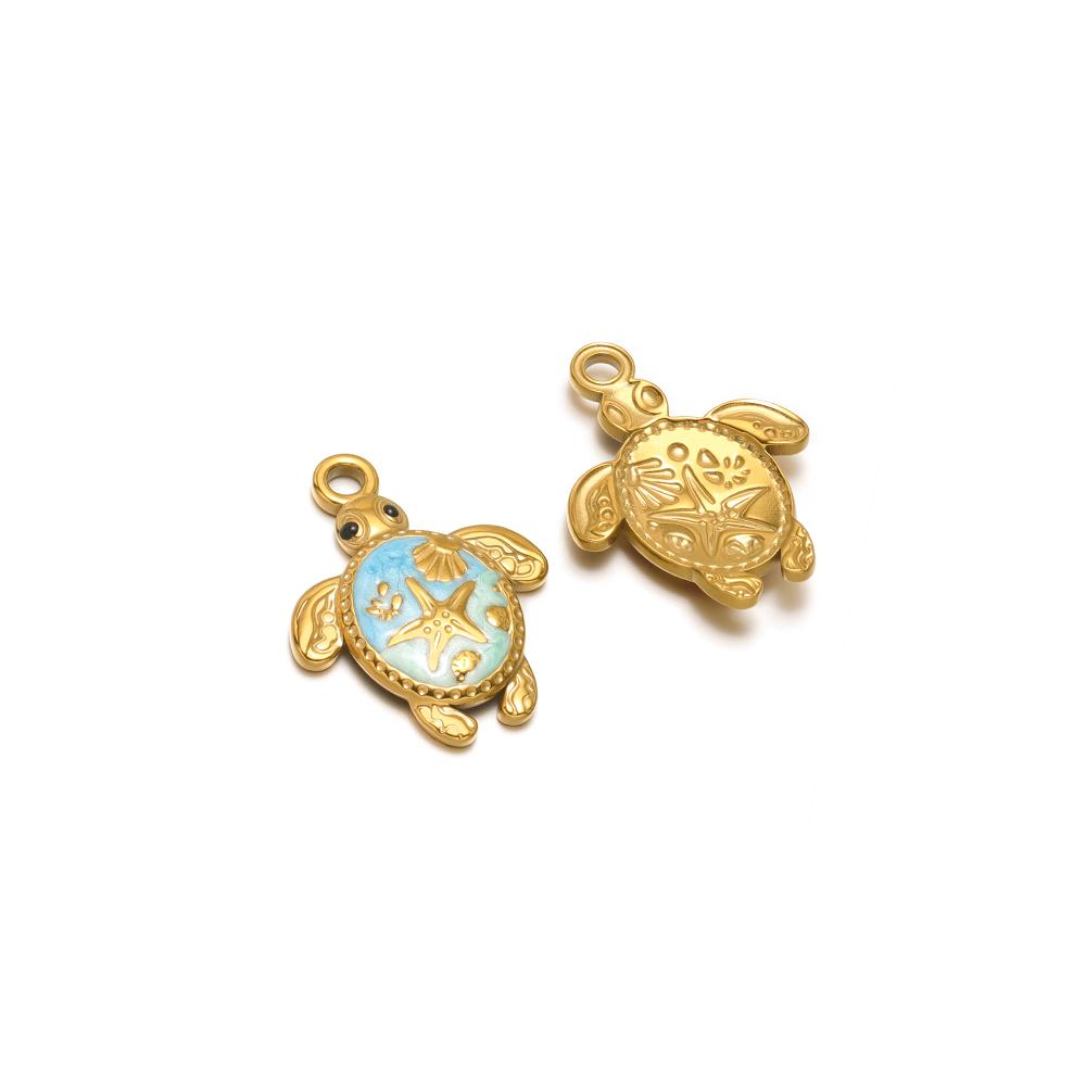 5pcs Stainless Steel Enamel Tortoise Gold Charms Exquisite Turtle Pendant DIY Jewelry Necklace Findings Bracelet Earrings Making