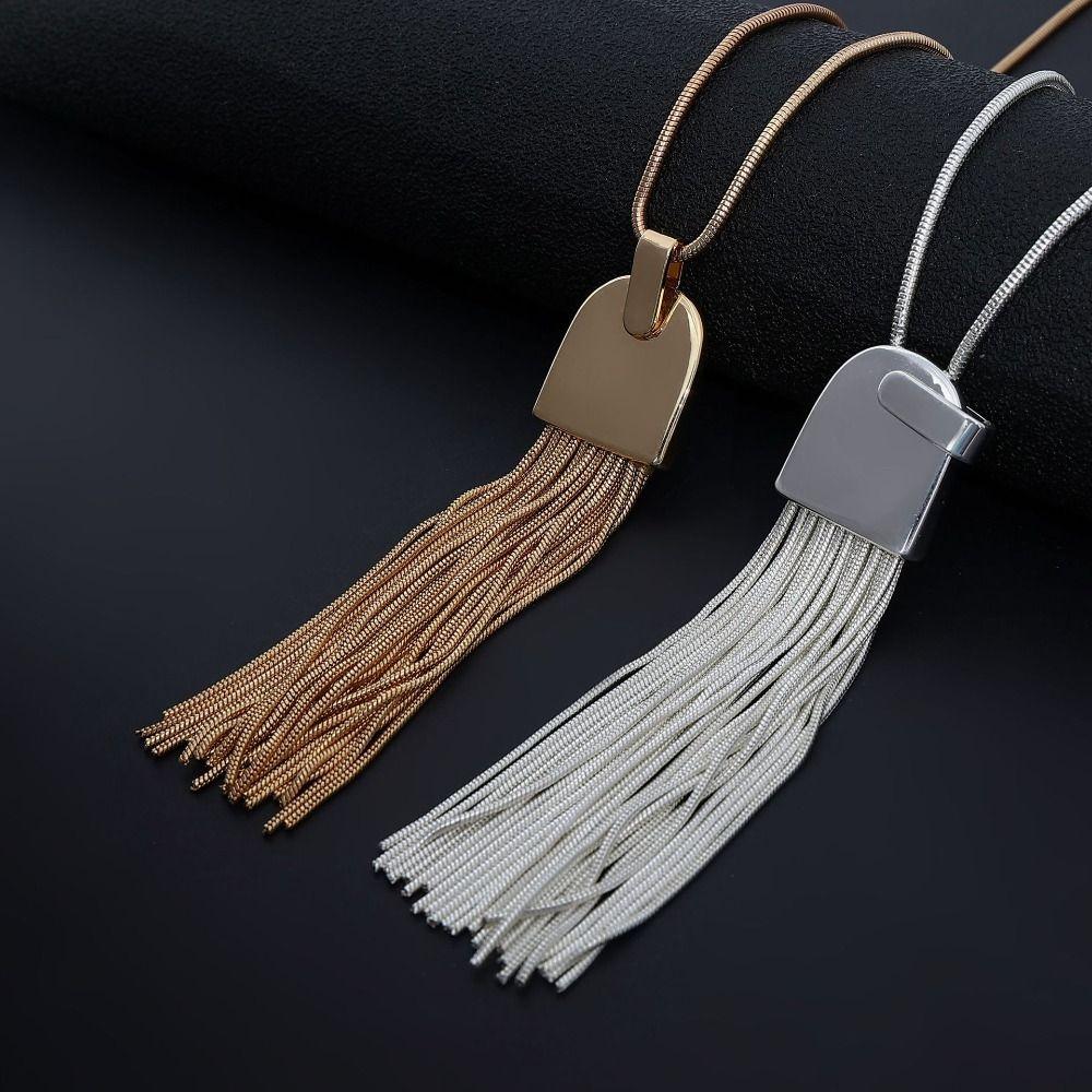 Einfache Quastenkette Beliebte Pulloverkette Modische Metallkette Frauen Mädchen