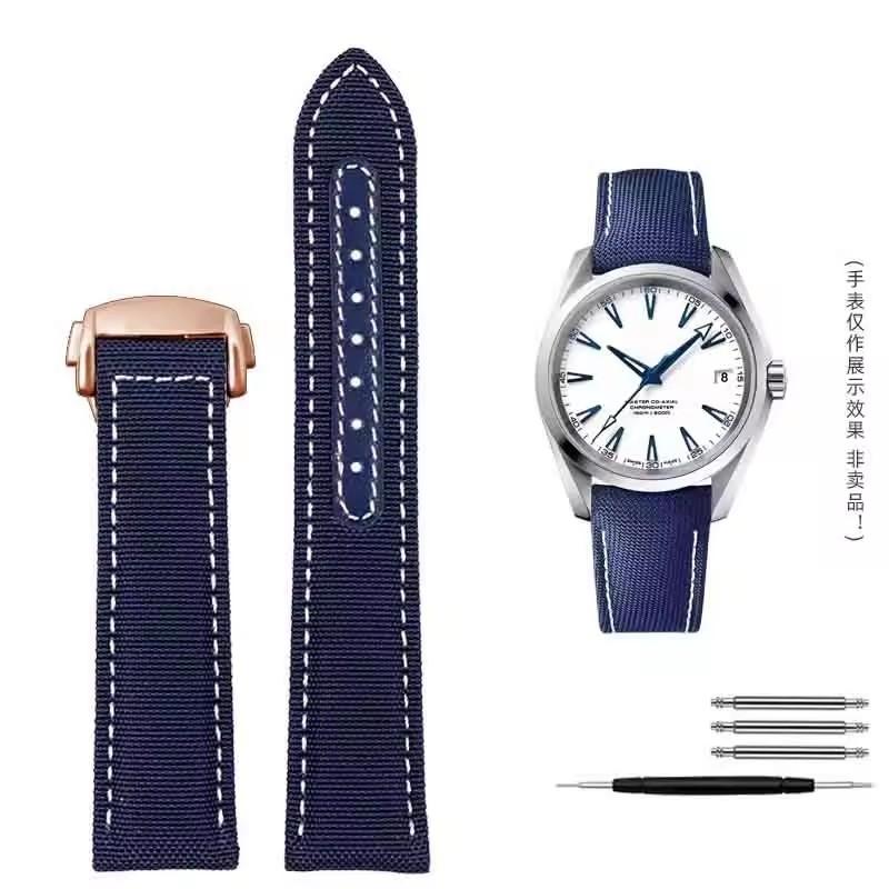 19mm 20mm Watch Band For Omega Speedmaster Snoopy 310 Canvas Cowhide Bottom Watch Strap New Seahorse AT150 Nylon Watch Straps