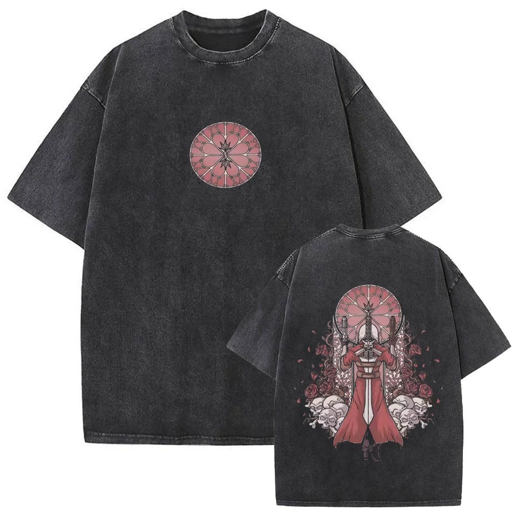 Game Devil May Cry Dante Retro Washed T Shirt Men Women Vintage Gothic Oversized Tshirt Mens Casual Cotton Tshirts Streetwear