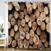 Nordický retro styl Dřevěná deska Vzor 3D tisk Sprchový závěs s háčky Polyester Vodotěsný Domácí dekorace Závěsy 180X180cm