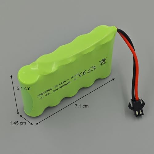 XMECZQQ NiMH Wiederaufladbarer Akku 6V 2400mAh 2er-Pack mit SM-Stecker für RC-Autos, LKW, Roboter Fernbedienungsspielzeug