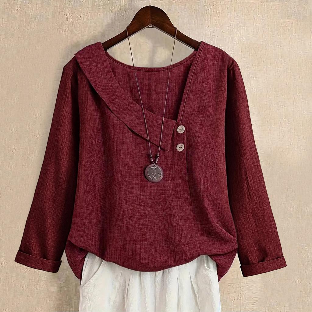 Damen Langarm Locker Einfarbig Lässig Pullover Trendige Tunika Tops Shirt