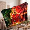 Cristiano Ronaldo Personalized Fleece Blanket With Football Logo, Custom Name Text Soft Warm Home Throw Blanket