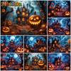 Mocsicka Halloween Photo Background Shooting Props Night Terror Castle Tree Bat Jack-O-Lanterns Party Decor Photography Backdrop