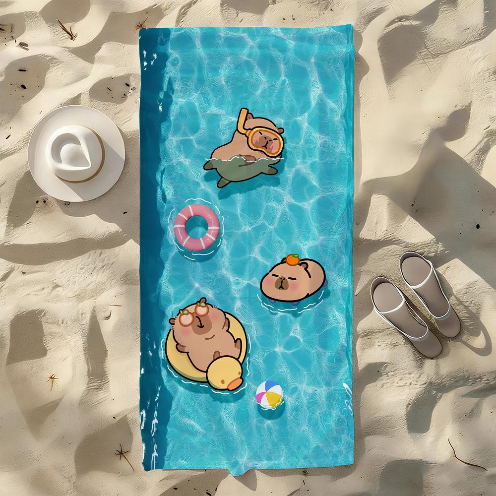 

Cartoon Cute Capybara Towel For Swim Yoga Gym Quick Drying Soft and skin-friendly Beach Towels All-Season W40*H60(CM)