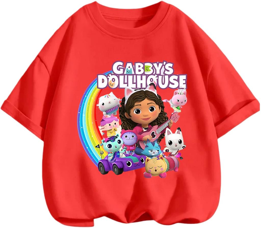 Lightweight Short Sleeve T Shirt Gabbys Dollhouse Cute Kawaii Print Casual Daily Street Clothes Kids Boys Girls 3 14 Years