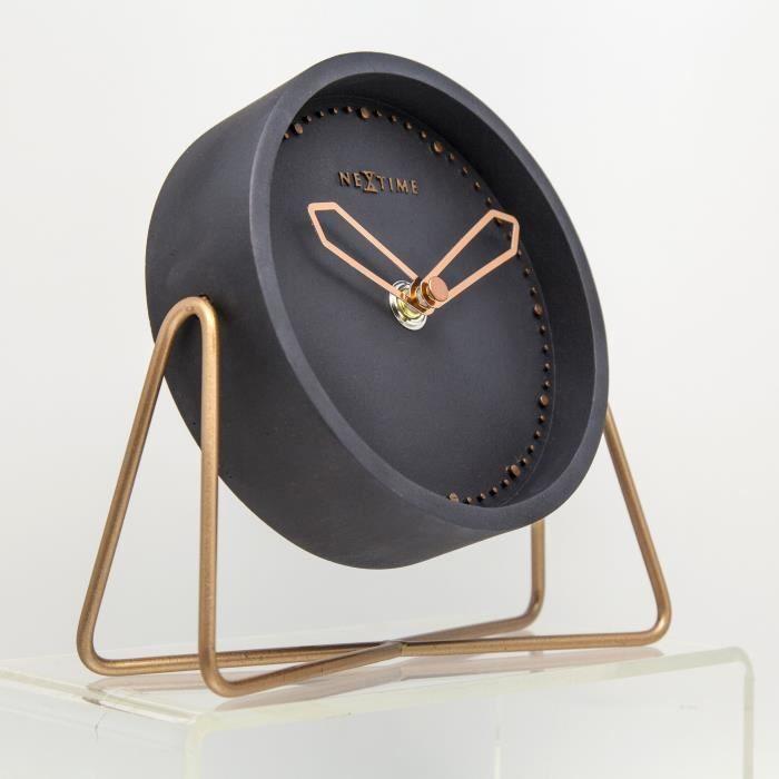 NEXTIME Horloge à poser - Cross Table- Polyresin - Noir 17,5x15,5x5cm