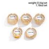 Ingemark 5Pcs/Set Vintage Irregular Metal Texture Ring Men Trendy Creative Open Adjustable Wide Ring Aesthetic New Jewelry Gift