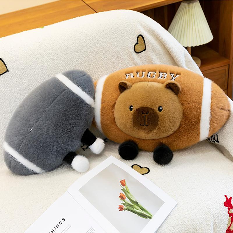 Rugby Panda And Capybara Plush Doll Cartoon Gift Kids Play Bed Soothing Pillow