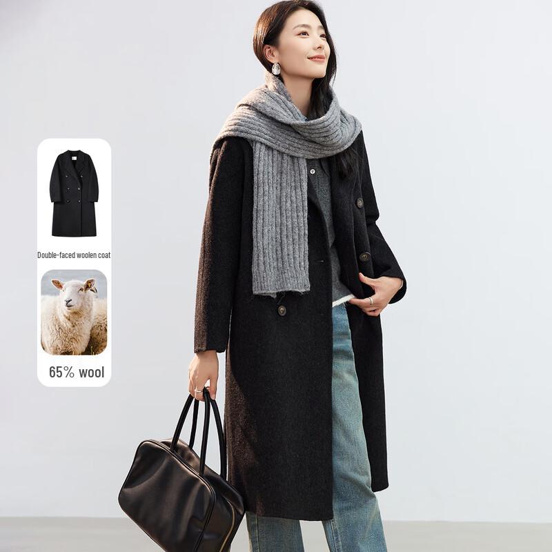 

Женское двустороннее шерстяное пальто Handu Yishe с лацканами M