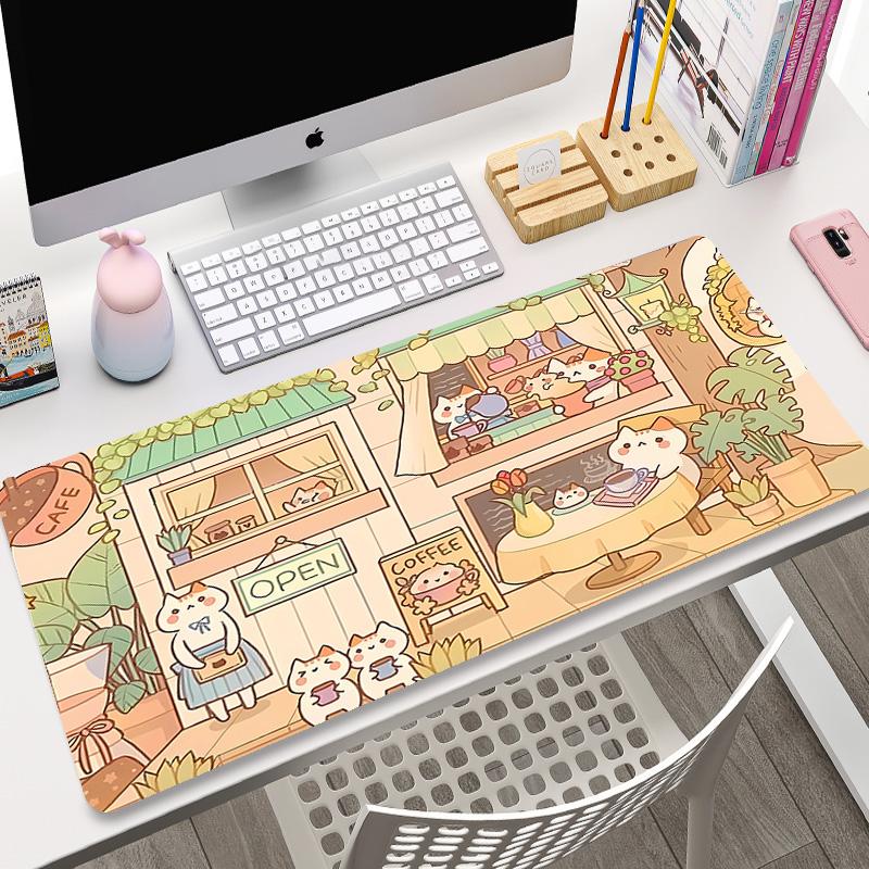 Kawaii Mousepad XXL Custom Home Computer Keyboard Desk Pad Green Plant Desk Mats Laptop Anti-slip Table Mat Cute Bunny Mouse Pad