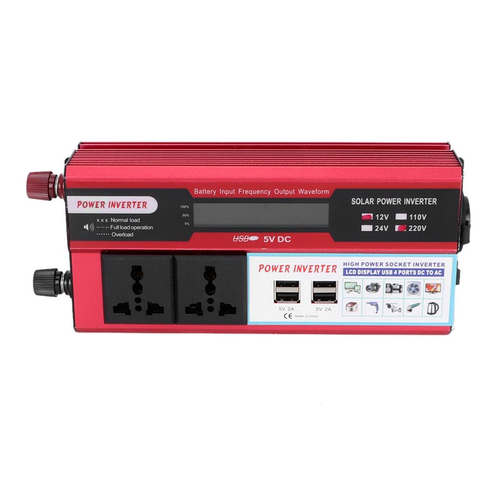 Car 750W Solar Power Converter Digital Display Phone 4 USB Charger