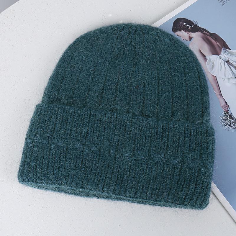 New comfortable and warm pure rabbit hair knitted wool hat source autumn and winter new white ear protection hat headcap