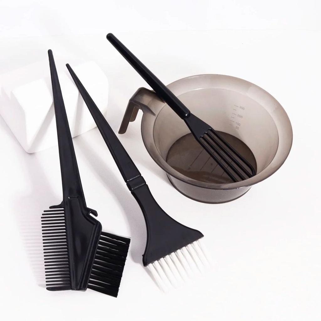 4pcs hair dye tool set, brushes, stirrers, and mixing bowls, hair design color matching accessories,Special for real hair wigs