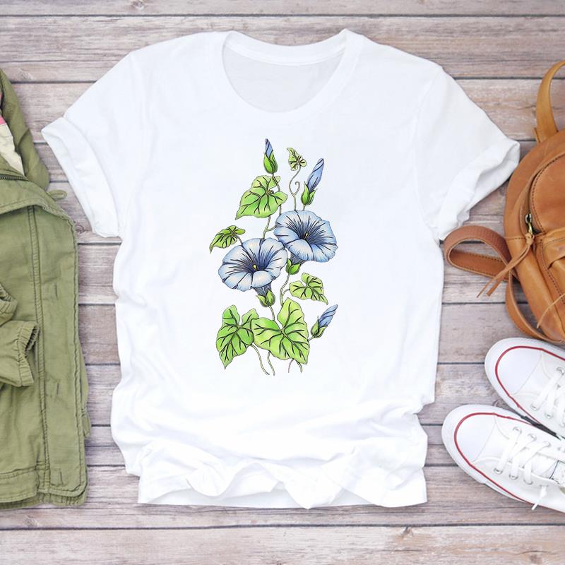 Tee Top Fashion T Shirt Clothing 90s Sweet Style Watercolor Lovely Style Casual Short Sleeve Women Print Lady Female Graphic T-shirt