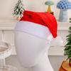 Red Santa Hat with Gold Velvet Plush Edge and Big Pom Pom for Adults and Children