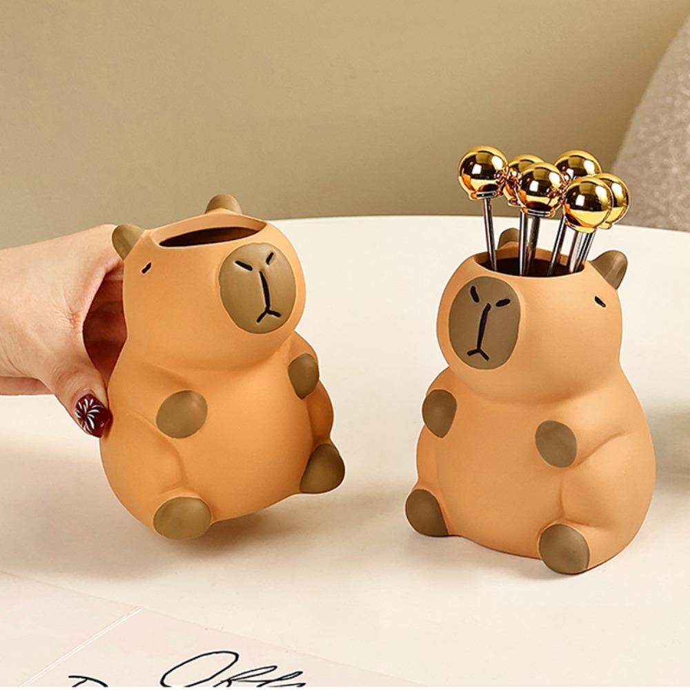 Tabletop Storage Capybara Pencil Storage Box Ornament Capybara Stationery Organizer  Makeup Brush