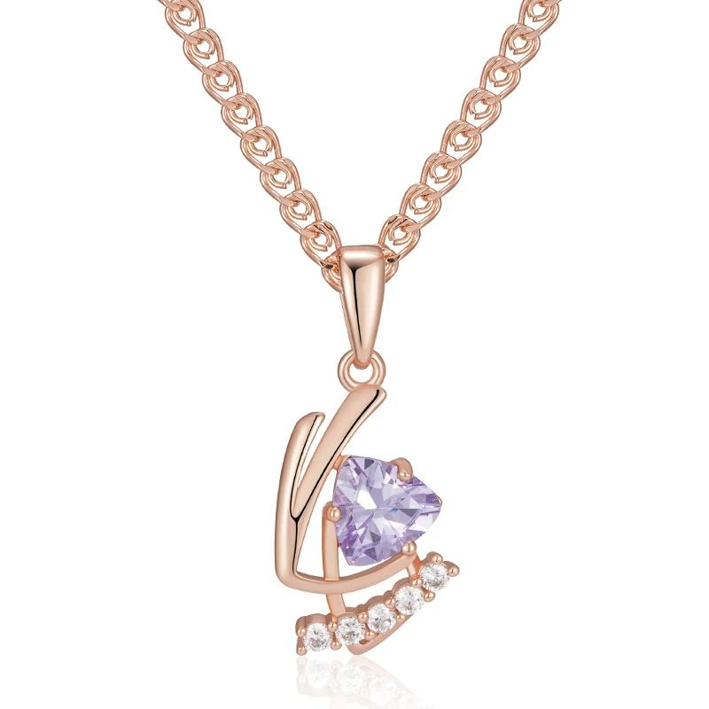 Gullfiolett Zirkon Anheng Halskjede Personlighet Damehalskjede Mote Kostymesmykker