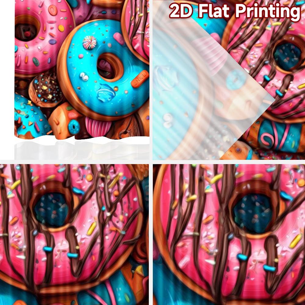 2D Flat Printing 2pcs Scene Curtains Donuts Colorful Sweet Frosting Digital Printed Polyester Drapes Festive Curtains Use for