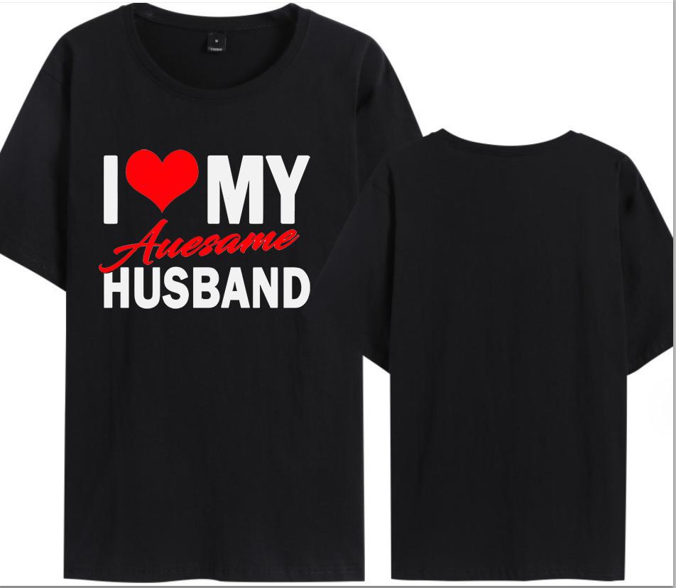 I Love My Awesome Wife Husband T Shirts Honeymoon Couple Outfits Dating Couples Anniversary Gifts Unisex Women Oversized Tops Tee