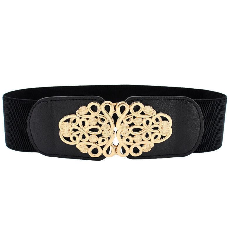 Stylish Women's Black Elastic Waist Belt For Dresses And Coats Perfect For All Seasons