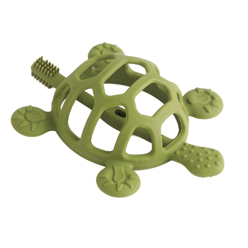Baby Teething Toy Food Grade Silicone Anti Lost Buckle Teething Bracelet Tortoise Shape Hand Teether Toy