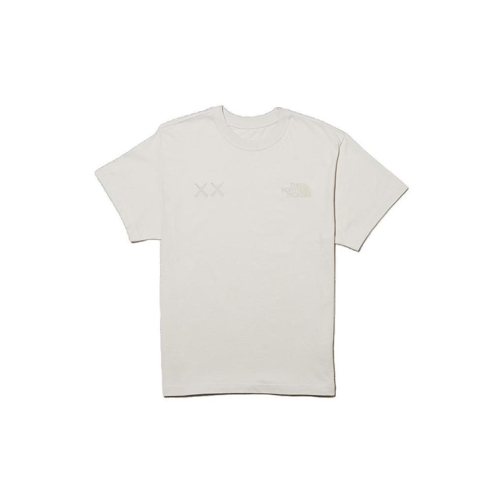 The North Face X Kaws Solid Color Casual Crew Neck T-Shirt Unisex Tops Gray White NF0A7WLL-128