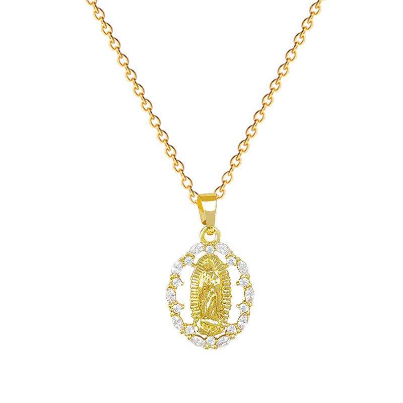 Titanium Steel Empty Egg-Shaped Portrait Light Luxury Temperament Gorgeous Full Diamond Necklace Female Versatile Collarbone Chai