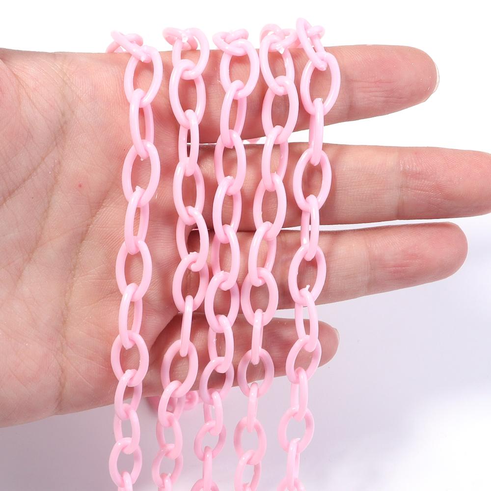 5pcs/lot 50cm Plastic Link Chain Colorful Extension Chains For Jewelry Making DIY Bracelet Necklace Phone Key Bag Chain Supplies