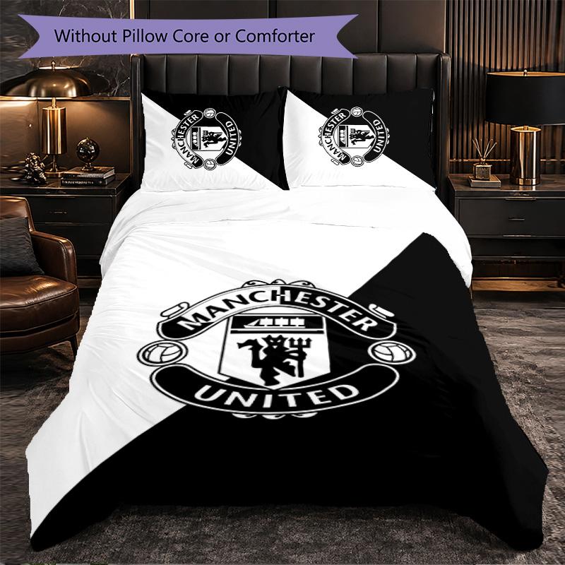 Manchester United FC Themed Bedding 3Pcs Duvet Cover Set Decorative Bed Linen For Teen Room Home Decoration