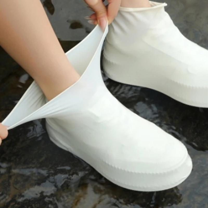 

Резиновые латексные чехлы для обуви от дождя, многоразовые, утолщенные, сапоги от дождя – противоскользящие, портативные для походов на открытом воздухе и путешествий L (41-47) белый
