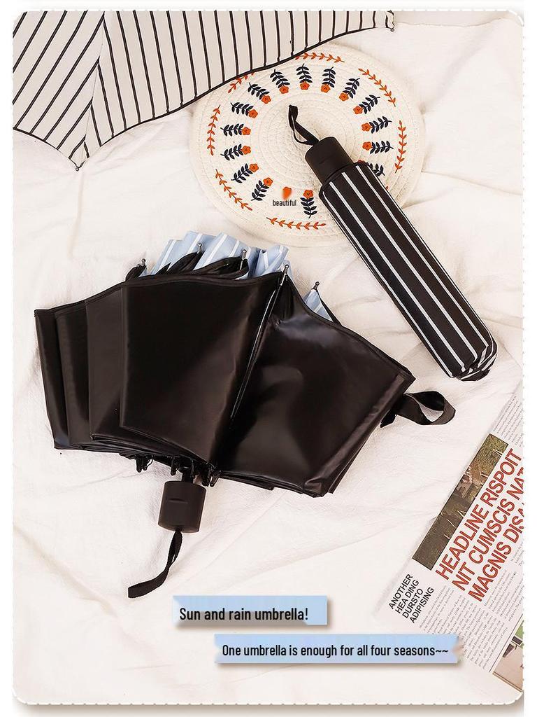 Compact Dual-Use Women's Parasol: Rain & Sun Protection, UV Shield, Korean Style, Fresh Folding Design, Elegant & Practical.