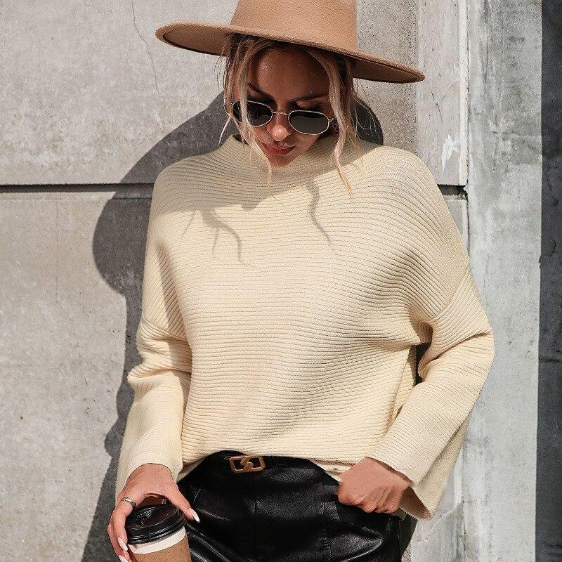 Pull tricoté à manches longues pour femme, Vintage, ample, couleur unie, décontracté, chaud, collection automne et hiver 2023, 28203