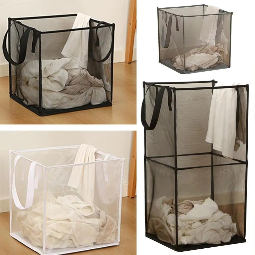 Large Capacity Laundry Hamper Breathable Mesh Storage Basket Square Dirty Clothes Basket Home