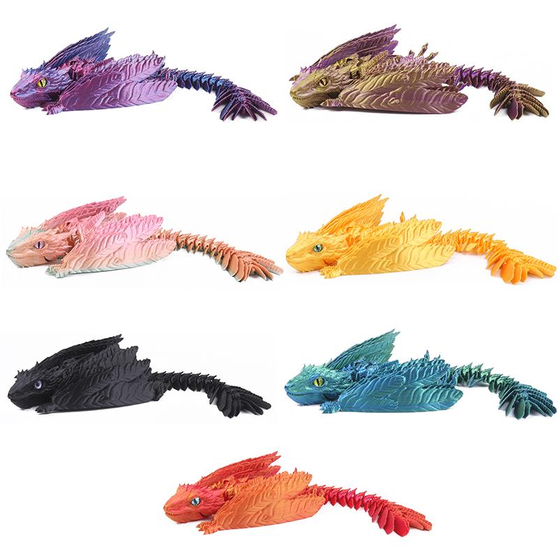 3D Printed Dragon Feathered Wyvern Dragon Articulated Fidget Dragon Home Office Decor Desk Toy