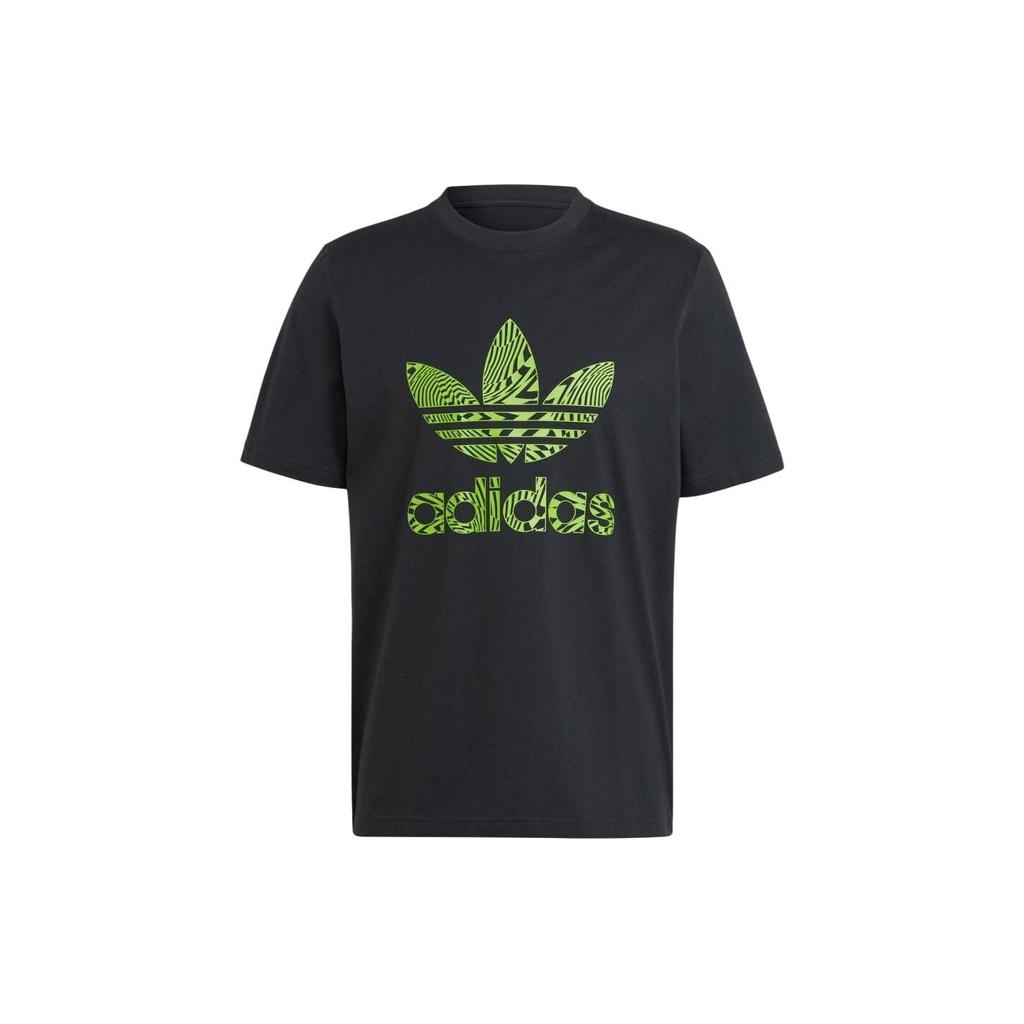 Adidas Originals Trefoil Logo Print Casual Round Neck Short Sleeve T-Shirt Men Tops Black IC5973