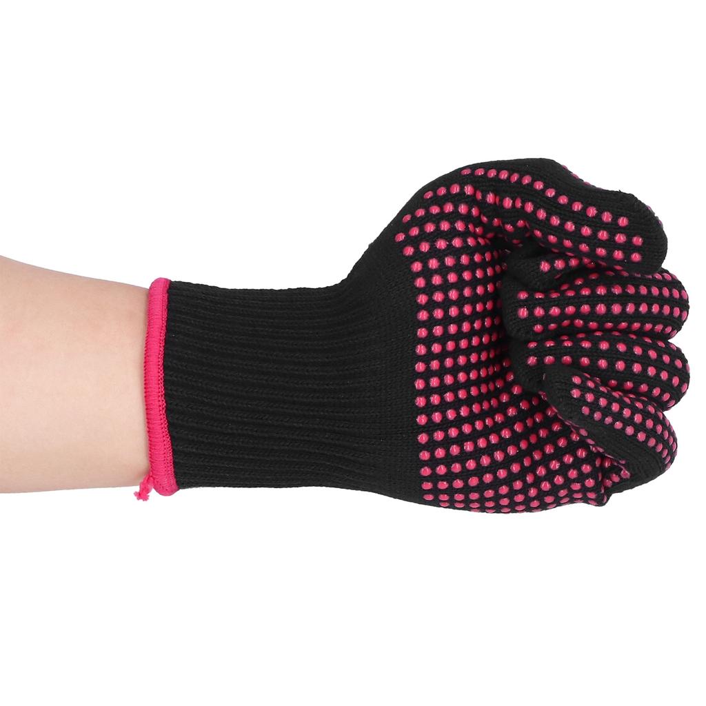 4Pcs Heat Resistant Gloves High Temperature Resistant Anti Scalding Mitts with Silicone BumpsRose Red Silicone Rose Red Edge
