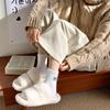 1pcs Funny Expressions Socks for Women Winter Thick White Mid-tube Mink Velvet Socks Sweet and Cute Home Socks Warm Sleeping Socks
