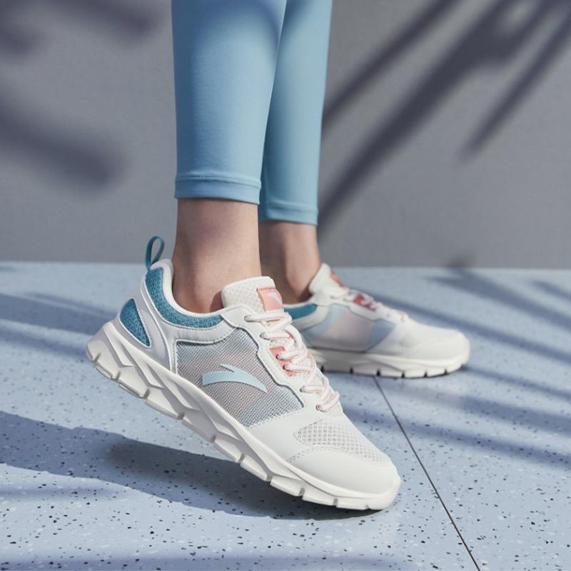 Anta Mesh Slip Resistant, Abrasion Resistant, Lightweight Low top Running Shoes Women's White Cyan 92625512-23