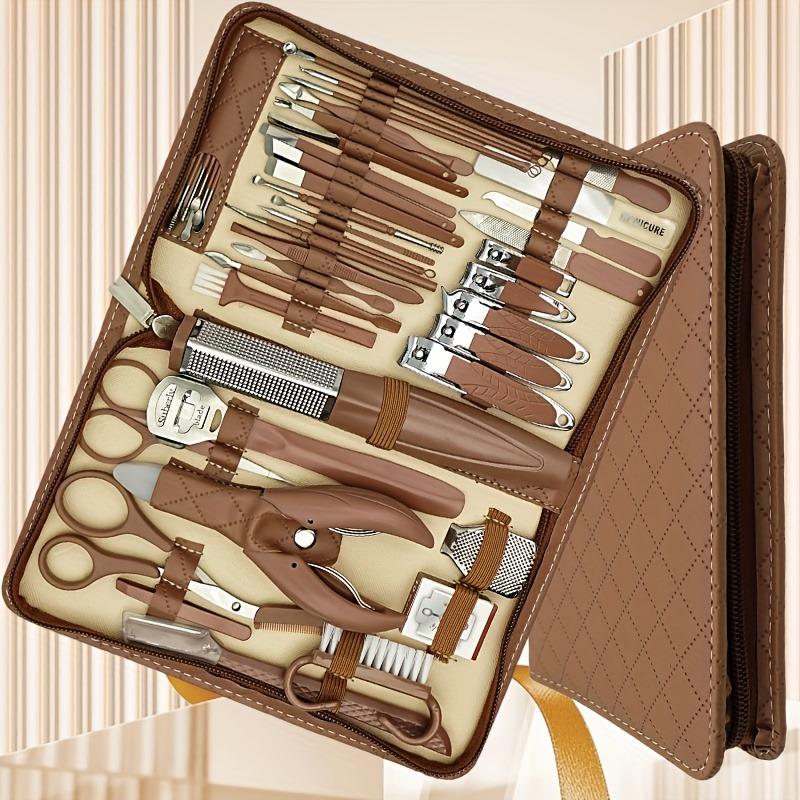 A Set of Extra Large Zipper Bag Stainless Steel Nail Kit, Suitable for Nails, Toenails And Eyebrows, Men'S And Women'S Beauty Care Tools, Nail Tools