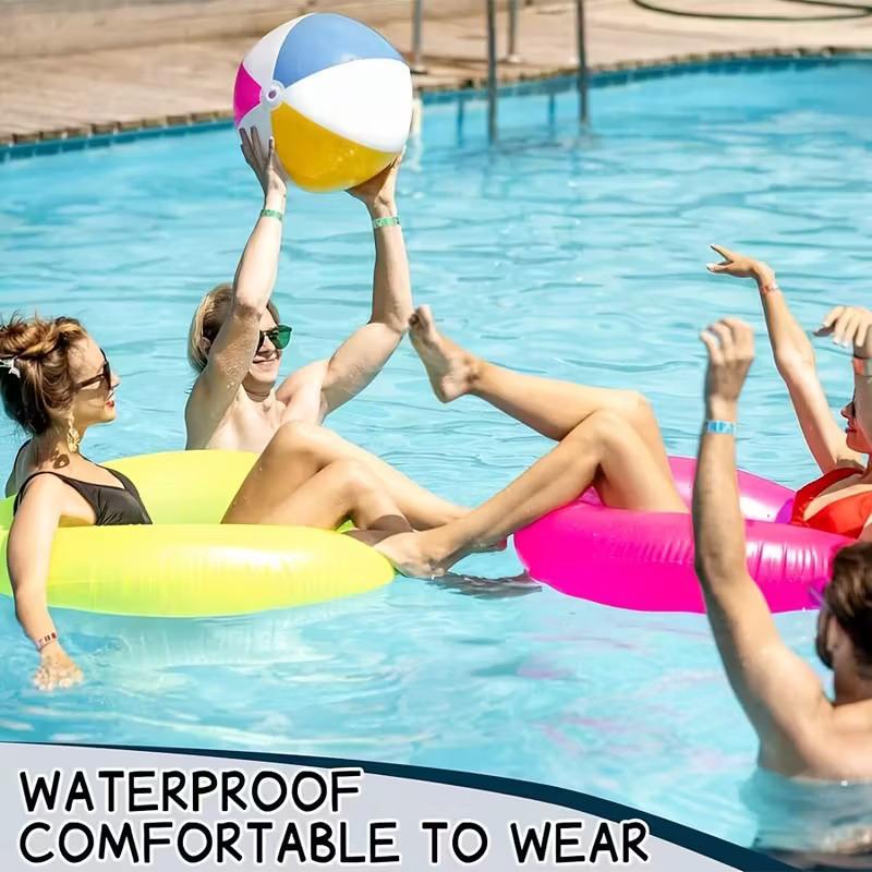 100Pcs Vip Neon Paper Bracelets Fluorescent Waterproof Disposable Bracelets Tamper-Proof For Parties, Music Festivals & Events