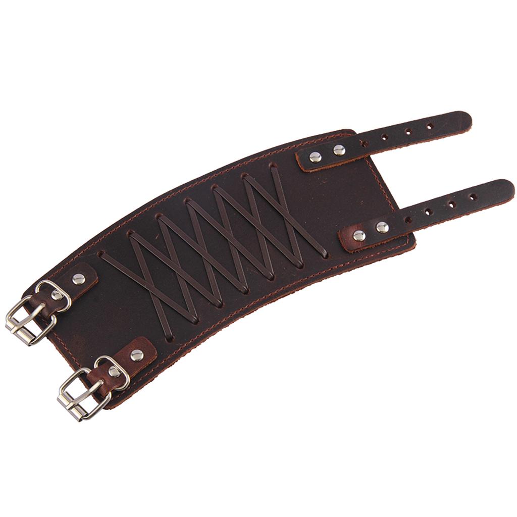 Punk Rock Gothic Leather Wrist Bracer Guards Arm Protector Wristband Brown