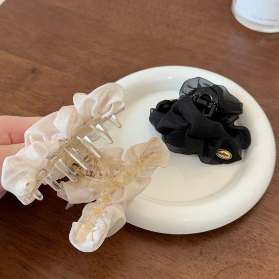 Hair Claw Clip Small Mesh Pleated Hair Claw Clip Lightweight Half-Tied Hair Accessory Strong Hold Non Slip Hair Clip for Women