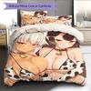 Anime-Muster Bettwäsche Steppbettdecke Set Bettbezug Kissenbezug Heimdekoration Geburtstagsgeschenk (1 Bettbezug + 2 Kissenbezüge, ohne Füllung)