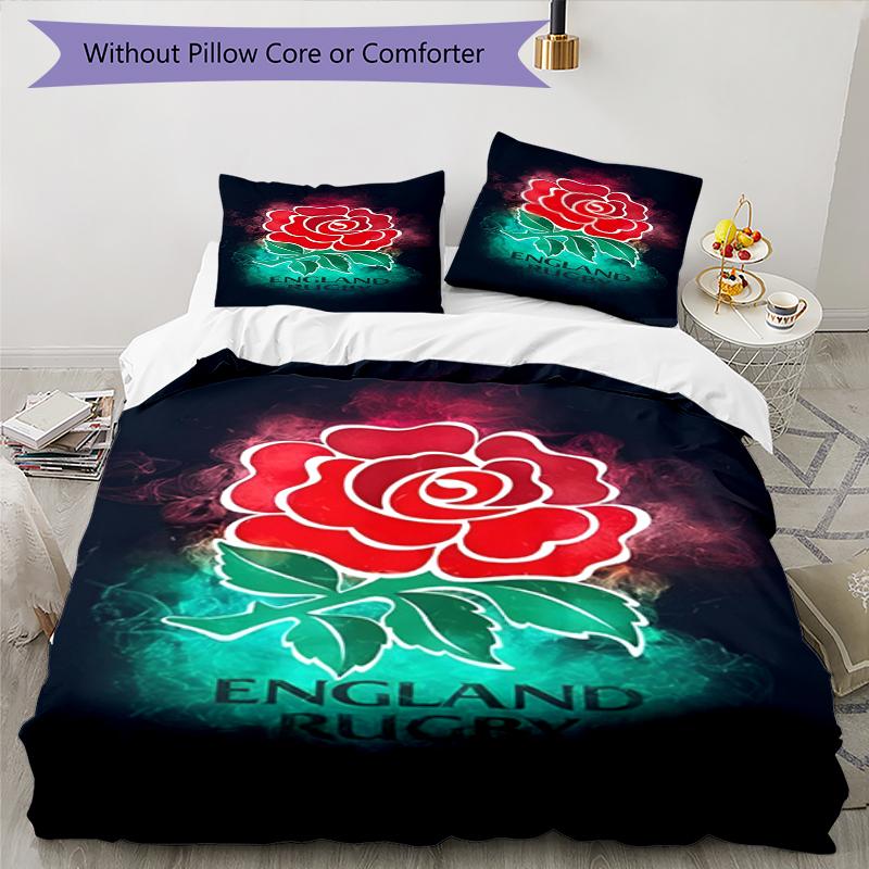 Set Biancheria da Letto Rugby Inghilterra 3 Pezzi Copripiumino Chiusura Include 1 Copripiumino & 2 Federe, Morbido e Confortevole per Tutte le Stagioni.