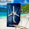 Custom Name Boeing Beach Towel, Quick-Dry & Lightweight, Beach Blanket, Perfect for Beach, Pool, Yoga, Or Camping, Gifts