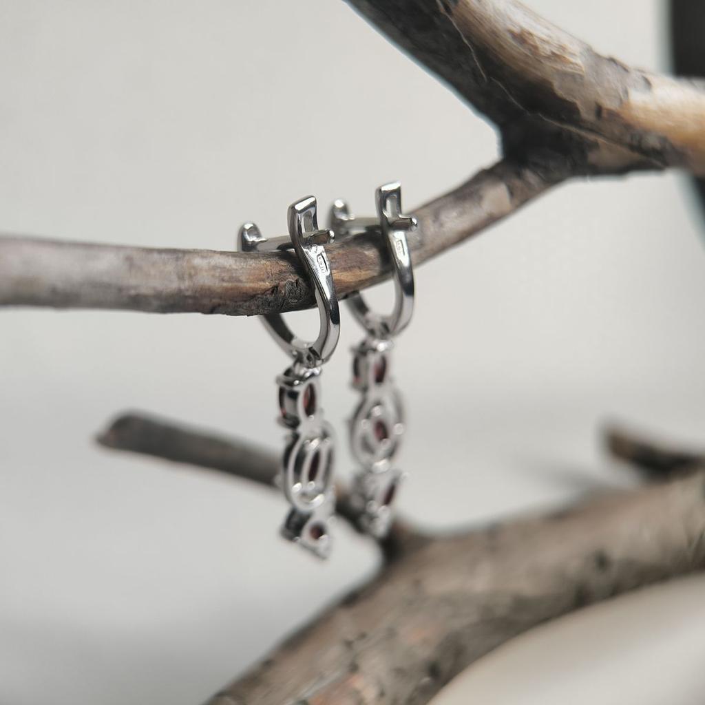 Серебряные серьги с натуральным гранатом 3.442ct (2195870)