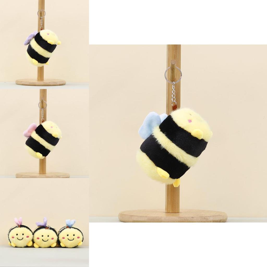 Adorable Bee Plush Doll Keyring With Short Pile Fabric For Kids And Collectors